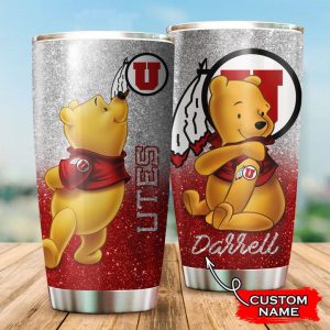 Utah Utes Pooh Custom Name Tumbler TB0526