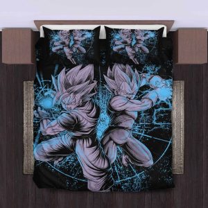 Vegeta Goku Blue Bedding Set Duvet Cover Pillowcase