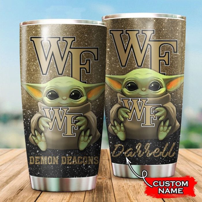 Wake Forest Demon Deacons Baby Yoda Custom Name Tumbler TB0189