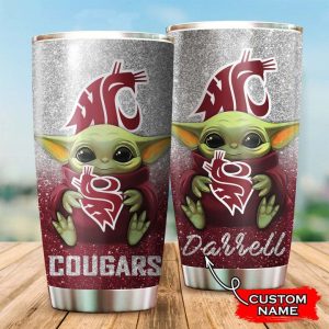 Washington State Cougars Football Baby Yoda Custom Name Tumbler TB0136