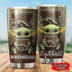 Western Michigan Broncos Baby Yoda Custom Name Tumbler TB0442