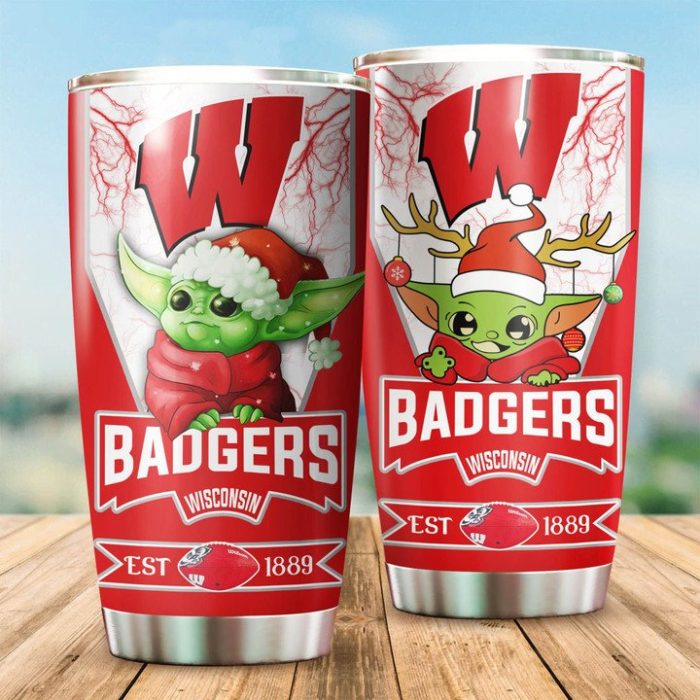 Wisconsin Badgers Tumbler Baby Yoda NCAA TB0598