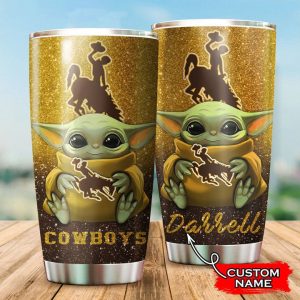 Wyoming Cowboys Baby Yoda Custom Name Tumbler TB0517