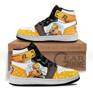 Zenitsu Agatsuma Kids Sneakers Custom Anime Demon Slayer Kids Jordan 1 Shoes
