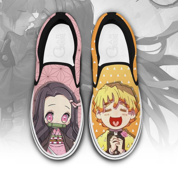 Zenitsu And Nezuko Slip On Shoes Custom Anime Demon Slayer Shoes