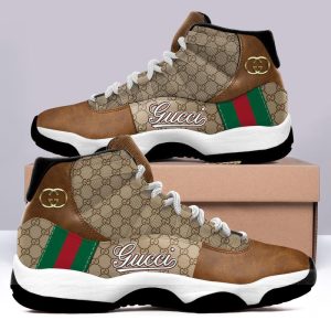 Brown Gucci Air Jordan 11 Custom Sneakers Shoes JD110176