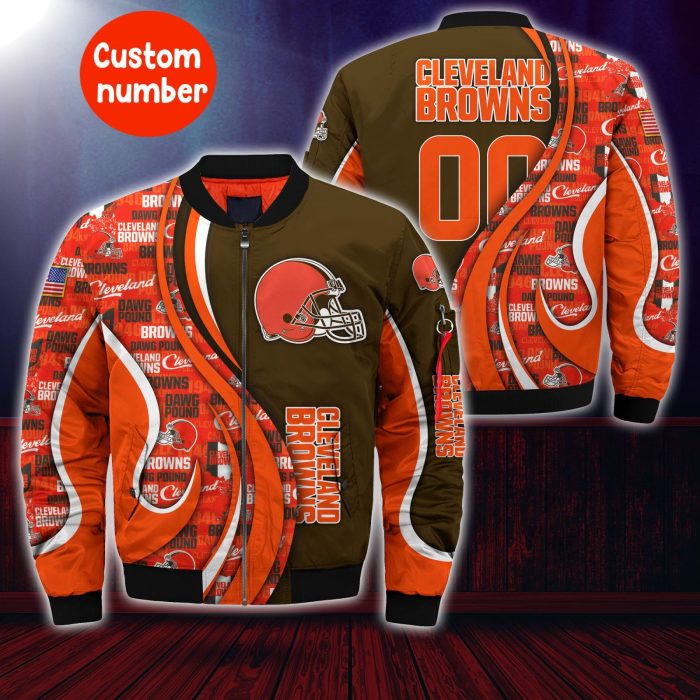 Cleveland Browns NFL Custom Your Number Bomber Jacket Trending BBJ3416