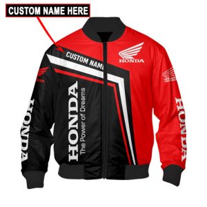 Custom Name Honda 3D Spring Autumn Casual Jacket Pilot Bomber Jacket For Racer Biker BBJ3166