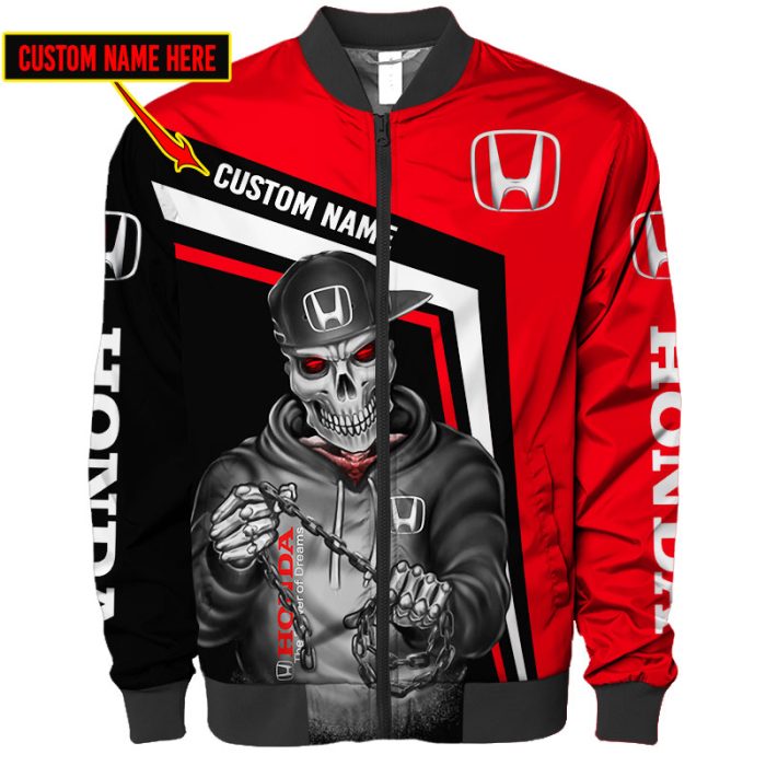 Custom Name Honda 3D Spring Autumn Casual Jacket Pilot Bomber Jacket For Racer Biker BBJ3206