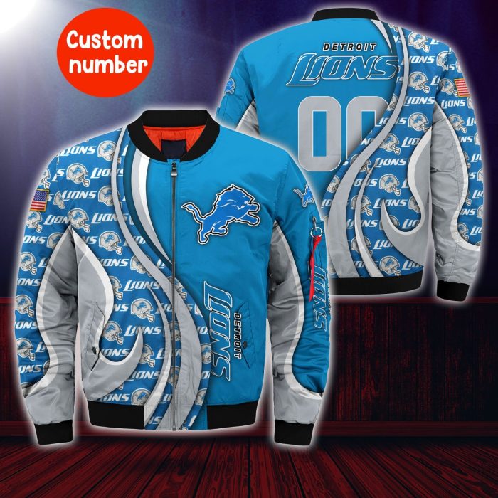 Detroit Lions NFL Custom Your Number Bomber Jacket Trending BBJ3415