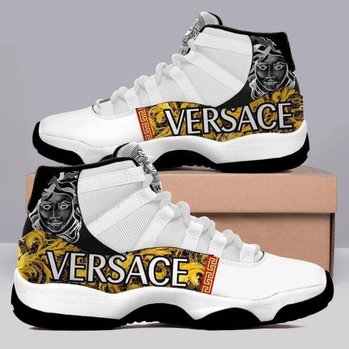 Gianni Gold White Versace Air Jordan 11 Custom Sneakers Shoes JD110208