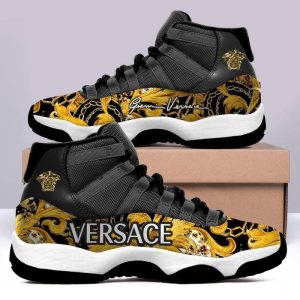 Gianni Versace Gold Black Air Jordan 11 Custom Sneakers Shoes JD110206