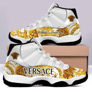 Gianni Versace White Gold Air Jordan 11 Custom Sneakers Shoes JD110213