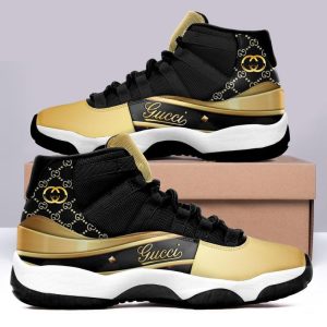 Gucci Black Gold Air Jordan 11 Custom Sneakers Shoes JD110178