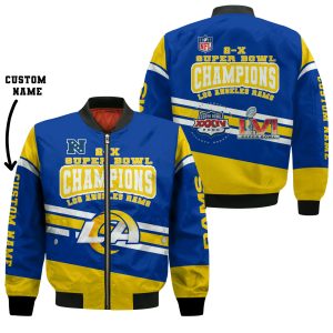 Los Angeles Rams 2X Super Bowl LVI Champions 2021 Custom Name Bomber Jacket Personalized Gifts For NFL Fans BBJ3404