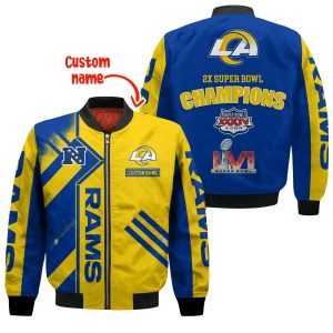 Los Angeles Rams 2X Super Bowl LVI Champions Custom Name Bomber Jacket Personalized Gifts For NFL Fans BBJ3402