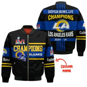 Los Angeles Rams Super Bowl LVI Champions 2021 Custom Name Bomber Jacket 3D Printed BBJ3408