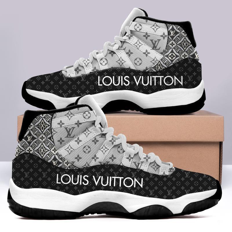 Louis Vuitton Black White Air Jordan 11 Custom Shoes Sneakers JD110142 ...