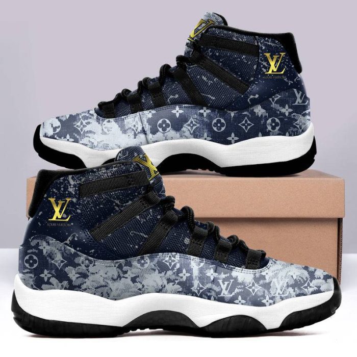 Louis Vuitton Blue Air Jordan 11 Custom Sneakers Shoes JD110256