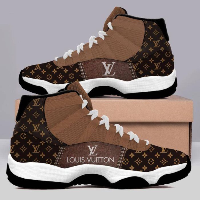 Louis Vuitton Brown Monogram Air Jordan 11 Custom Sneakers Shoes JD110168
