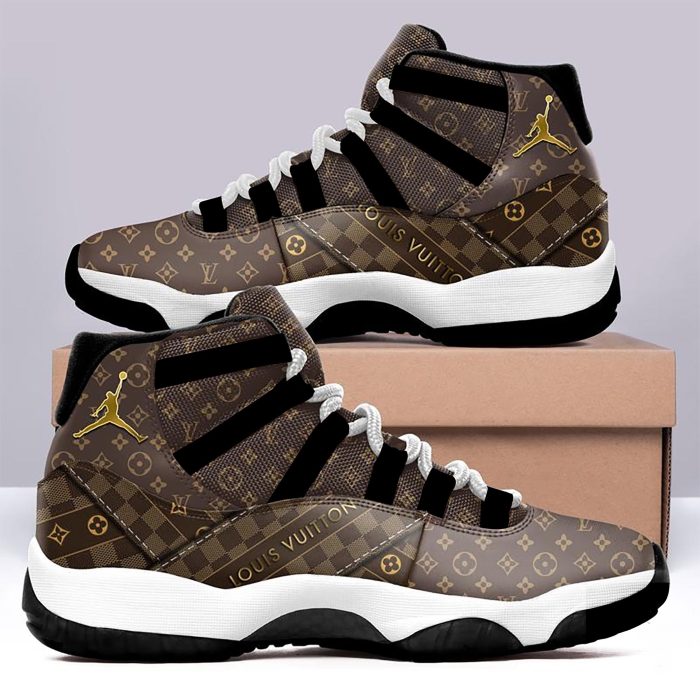 Louis Vuitton Monogram Black Air Jordan 11 Custom Sneakers Shoes JD110183