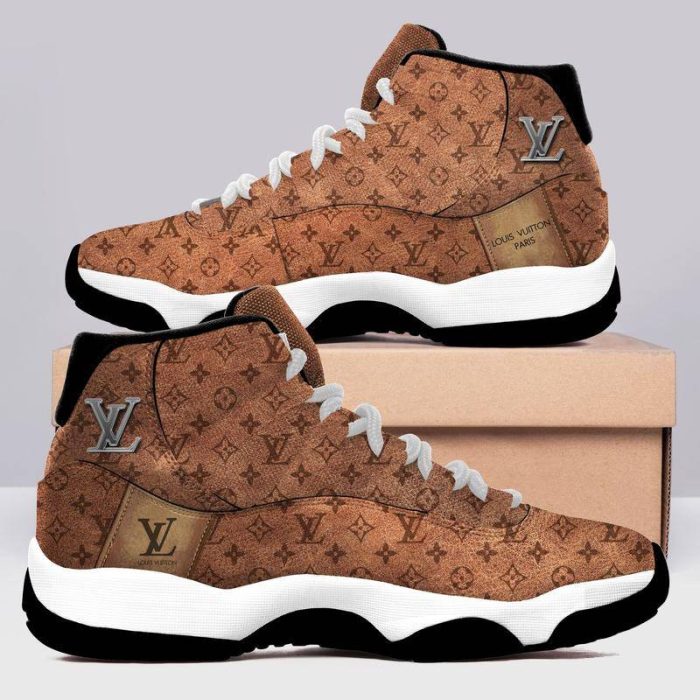 Louis Vuitton Paris Brown Air Jordan 11 Custom Sneakers Shoes JD110238