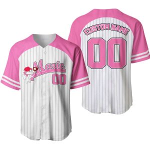 Marie Cat Striped Pink White Unisex Cartoon Graphic Casual Outfit Custom Baseball Jersey