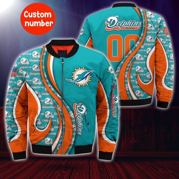 Miami Dolphins NFL Custom Your Number Bomber Jacket Trending BBJ3414