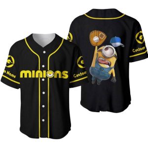 Minions Black Yellow Blue Unisex Cartoon Graphic Casual Outfits Custom Baseball Jersey Custom