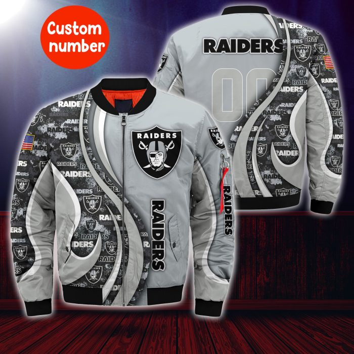 Oakland Raiders NFL Custom Your Number Bomber Jacket Trending BBJ3443