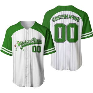Peter Pan Striped Green White Unisex Cartoon Graphic Casual Outfit Custom Baseball Jersey