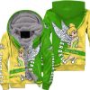 Tinker Bell Yellow Green Pattern Stripes Disney Fleece Pullover Zipped Up Unisex Hoodie