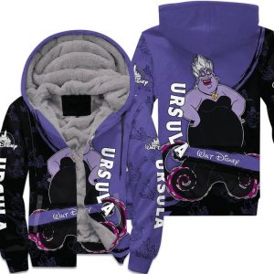 Villian Ursula Purple Black Pattern Stripes Disney Fleece Pullover Zipped Up Unisex Hoodie