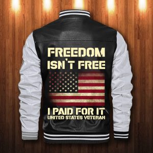 American Flag Freedom Isn't Free I Paid For It Custom Personalized Leather Bomber Jacket CTLBJ104