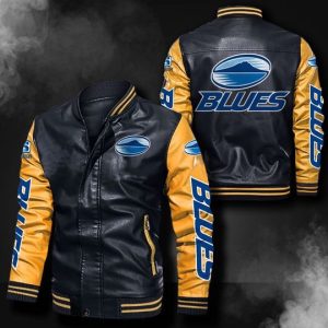 Blues Rugby Leather Bomber Jacket CTLBJ095