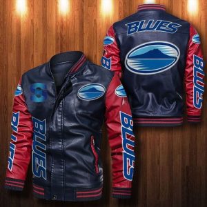 Blues Rugby Leather Bomber Jacket CTLBJ110