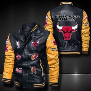 Chicago Bulls Leather Bomber Jacket  CTLBJ047