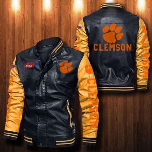 Clemson Tigers Leather Bomber Jacket  CTLBJ046