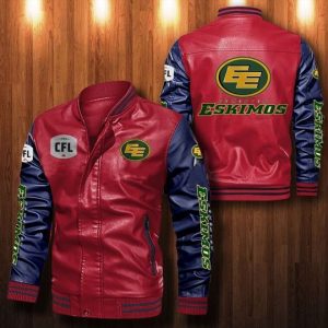 Edmonton Elks Leather Bomber Jacket CTLBJ134