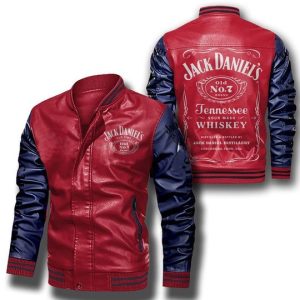 Jack Daniels Leather Leather Bomber Jacket CTLBJ132