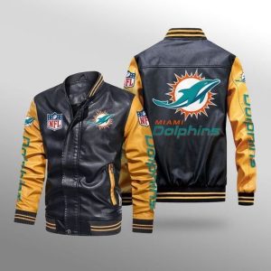 Miami Dolphins Leather Bomber Jacket CTLBJ147