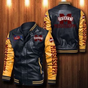 Mississippi State Bulldogs Leather Bomber Jacket  CTLBJ051