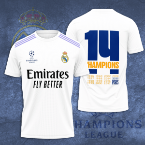 Real Madrid Great Club 14 Champions Unisex 3D T-Shirt TGI595