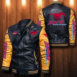 Smu Mustangs Leather Bomber Jacket  CTLBJ032