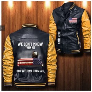 Us Veteran Eagle We Don't Know Them All But We Owe Them All Custom Personalized Leather Bomber Jacket CTLBJ139
