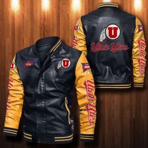 Utah Utes Leather Bomber Jacket CTLBJ020