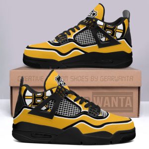 Boston Bruins Jordan 4 Sneakers Custom Shoes Personalized Shoes For Fans JD137