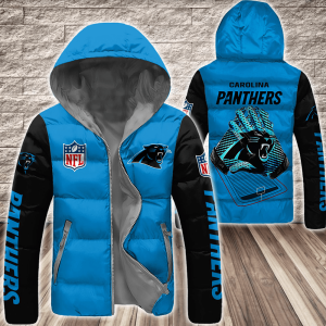 Carolina Panthers NFL 3D Custom Name Down Filled Coat DFC057