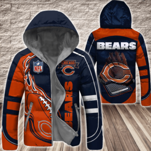 Chicago Bears NFL 3D Custom Name Down Filled Coat DFC004