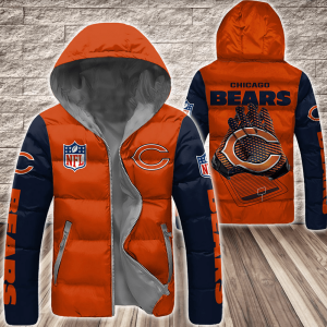 Chicago Bears NFL 3D Custom Name Down Filled Coat DFC028
